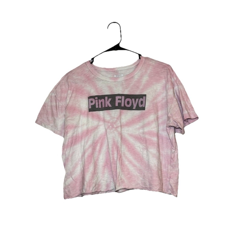 Pink Floyd World Tour 87 Tie Dye Crop Top T-Shirt Tailgate Women's Size Medium